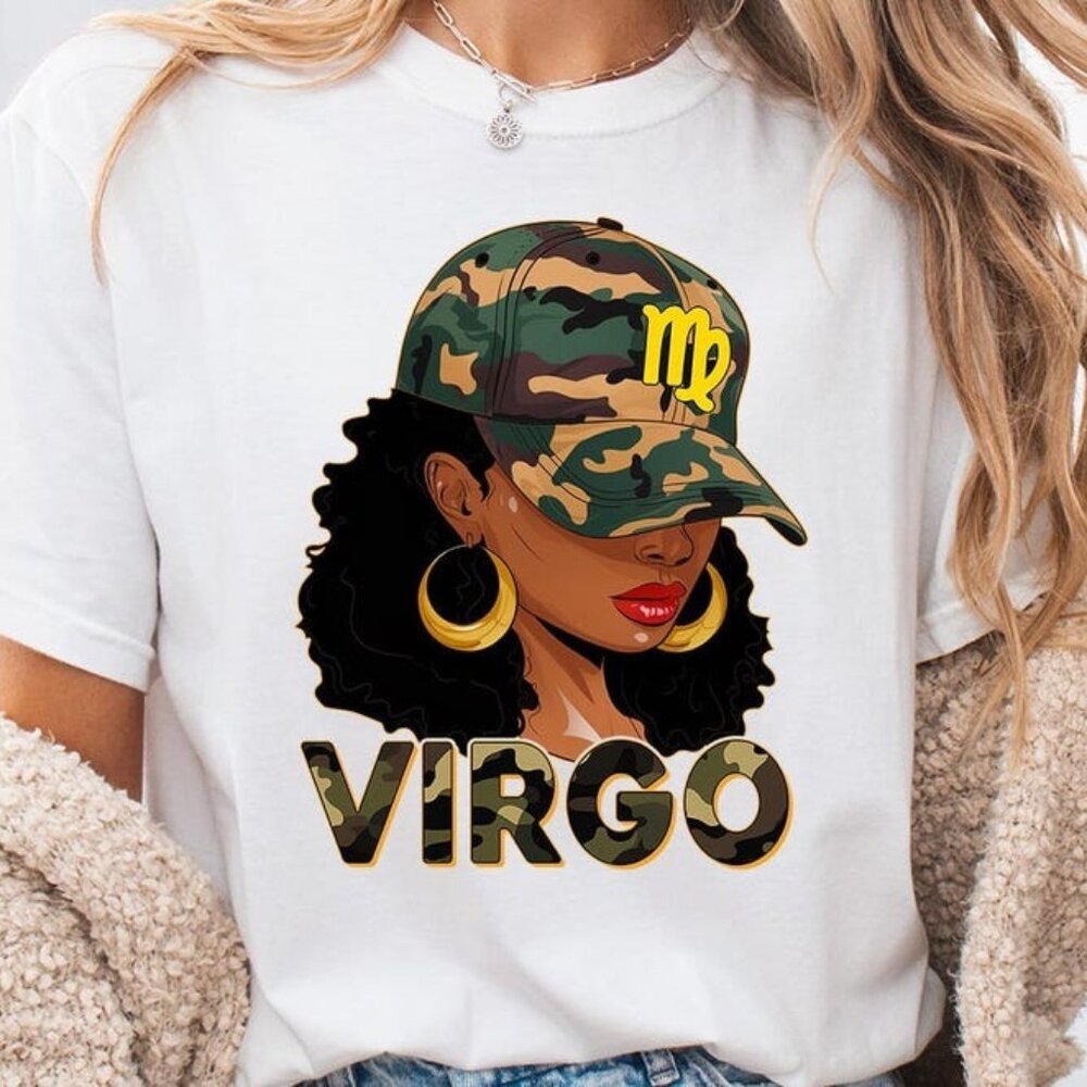 Virgo Zodiac T-Shirt, Black Woman Virgo Shirt, Virgo Birthday Gift